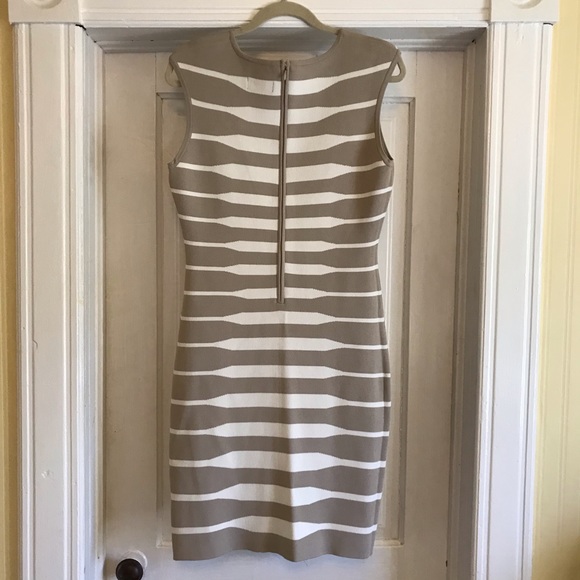 NWT Dana Buchman khaki & cream zebra knit dress M - Picture 2 of 4